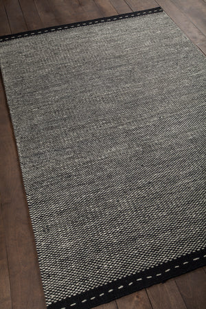 Chandra Rugs Sonnet 100% Wool Hand-Woven Flatweave Rug Grey/Black 9' x 13'