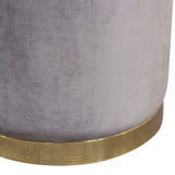 Sorbet Round Accent Ottoman in Grey Velvet w/ Silver Metal Band Accent by Diamond Sofa