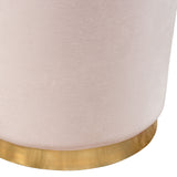 Sorbet Round Accent Ottoman in Blush Pink Velvet w/ Gold Metal Band Accent by Diamond Sofa