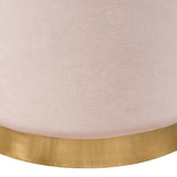 Sorbet Round Accent Ottoman in Blush Pink Velvet w/ Gold Metal Band Accent by Diamond Sofa