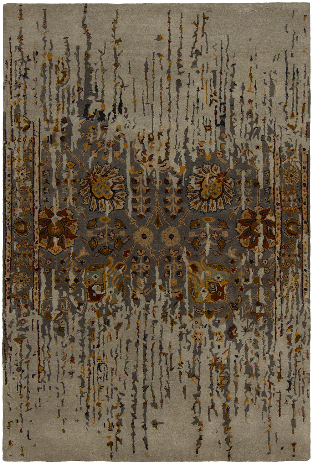 Chandra Rugs Spring 80% Wool + 20% Viscose Hand-Tufted Contemporary Rug Grey/Taupe/Brown/Yellow/Black 9' x 13'