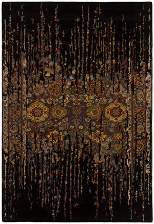 Chandra Rugs Spring 80% Wool + 20% Viscose Hand-Tufted Contemporary Rug Black/Gold/Burgundy/Taupe/Brown/Grey 9' x 13'