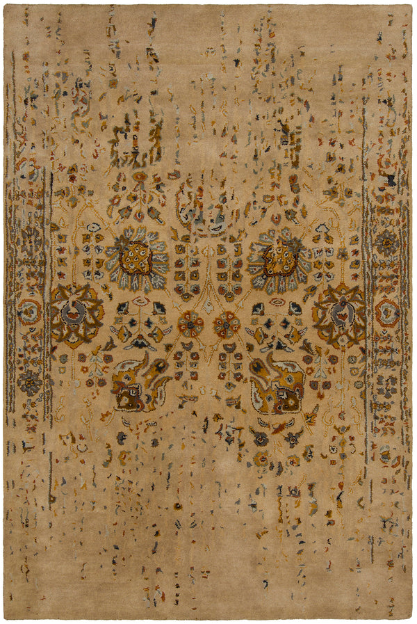 Chandra Rugs Spring 80% Wool + 20% Viscose Hand-Tufted Contemporary Rug Tan/Gold/Grey/Burgundy/Black 9' x 13'