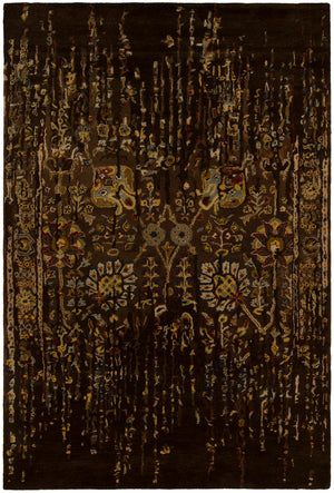 Chandra Rugs Spring 80% Wool + 20% Viscose Hand-Tufted Contemporary Rug Black/Brown/Gold/Grey/Burgundy 9' x 13'