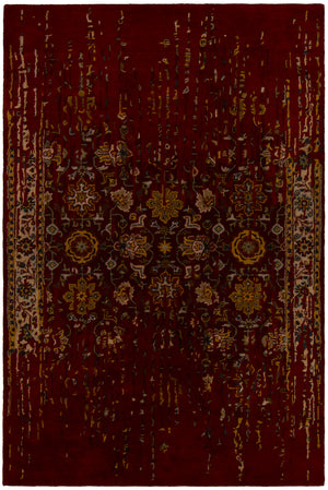 Chandra Rugs Spring 80% Wool + 20% Viscose Hand-Tufted Contemporary Rug Maroon/Gold/Tan/Black/Grey 9' x 13'