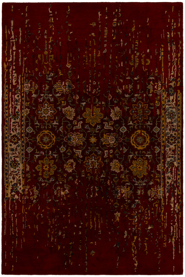 Chandra Rugs Spring 80% Wool + 20% Viscose Hand-Tufted Contemporary Rug Maroon/Gold/Tan/Black/Grey 9' x 13'