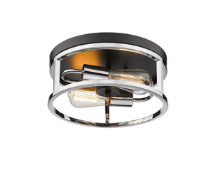 Bethel Black & Chrome Iron Flush Mount Light Fixture – Elegant Illumination for Any Room