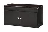 Baxton Studio Margaret Modern and Contemporary Dark Brown Wood 2-Door Shoe Cabinet with Faux Leather Seating Bench