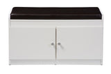 Baxton Studio Margaret Modern and Contemporary White Wood 2-Door Shoe Cabinet with Faux Leather Seating Bench