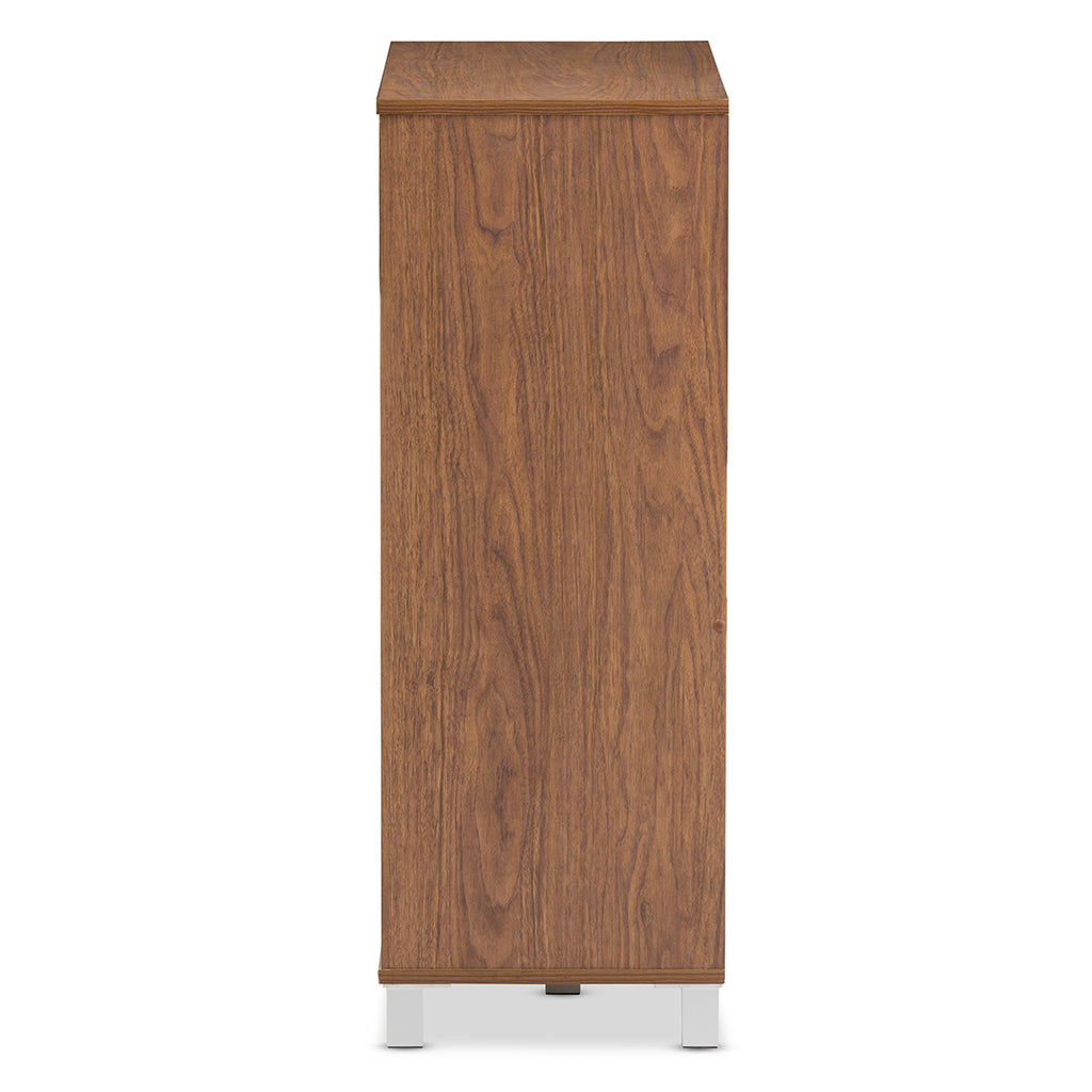 Designer Studios Shirley Modern and Contemporary Walnut Medium Brown Wood  2-Door Shoe Cabinet with Open Shelves