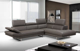 Pandora Sectional, Chaise On Right When Facing, Dark Gray Top Grain Italian Leather,