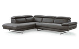 Pandora Sectional, Chaise On Right When Facing, Dark Gray Top Grain Italian Leather,