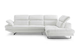 Pandora Sectional, Chaise On Right When Facing, White Top Grain Italian Leather, Adjustable Head...