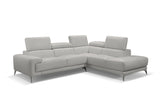 Fabiola Sectional, Chaise On Right When Facing, White Top Grain Italian Leather,