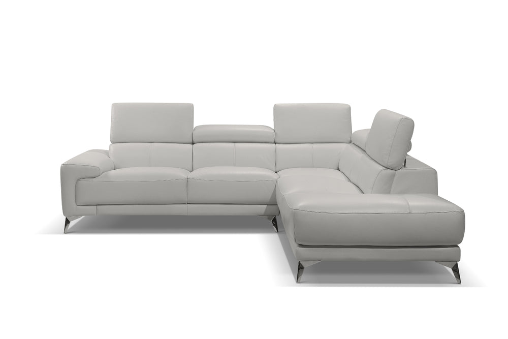 Fabiola Sectional, Chaise On Right When Facing, White Top Grain Italian Leather,