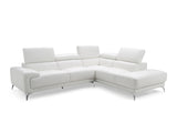 Fabiola Sectional, Chaise On Right When Facing, White Top Grain Italian Leather,