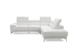 Fabiola Sectional, Chaise On Right When Facing, White Top Grain Italian Leather,