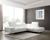 Fabiola Sectional, Chaise On Right When Facing, White Top Grain Italian Leather,