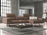 Henry Sectional 100% Made In Italy, Chaise On Right When Facing, Taupe Top Grain Italian Leather...