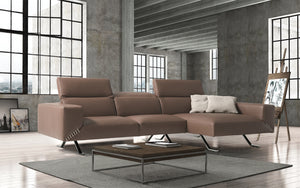 Henry Sectional 100% Made In Italy, Chaise On Right When Facing, Taupe Top Grain Italian Leather...