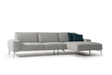 Negramaro Sectional 100% Made In Italy, Chaise On Right When Facing, Light Grey Top Grain Italia...