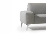 Negramaro Sectional 100% Made In Italy, Chaise On Right When Facing, Light Grey Top Grain Italia...