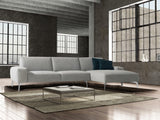 Negramaro Sectional 100% Made In Italy, Chaise On Right When Facing, Light Grey Top Grain Italia...