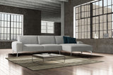 Negramaro Sectional 100% Made In Italy, Chaise On Right When Facing, Light Grey Top Grain Italia...