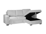 Elga Sectional Bed, Chaise On Right When Facing, Light Grey Color, 2 Seater Sofa Pull To A Bed, ...