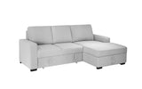 Elga Sectional Bed, Chaise On Right When Facing, Light Grey Color, 2 Seater Sofa Pull To A Bed, ...