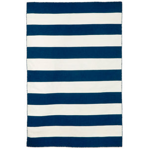 Trans-Ocean Liora Manne Sorrento Rugby Stripe Classic Indoor/Outdoor Hand Woven 100% Polyester Rug Navy 8'3" x 11'6"