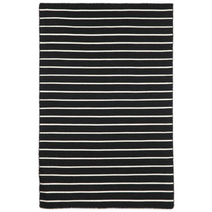 Trans-Ocean Liora Manne Sorrento Pinstripe Classic Indoor/Outdoor Hand Woven 100% Polyester Rug Black 8'3" x 11'6"
