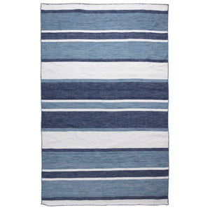 Trans-Ocean Liora Manne Sorrento Boat Stripe Classic Indoor/Outdoor Hand Woven 100% Polyester Rug Navy 8'3" x 11'6"