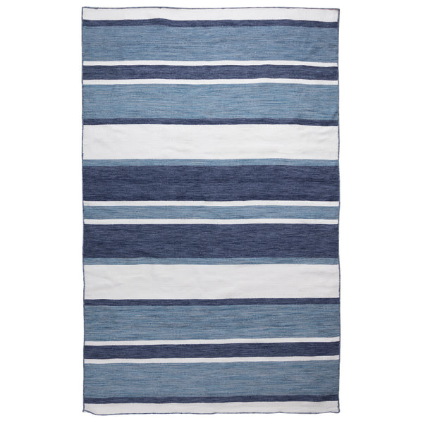 Trans-Ocean Liora Manne Sorrento Boat Stripe Classic Indoor/Outdoor Hand Woven 100% Polyester Rug Navy 8'3" x 11'6"