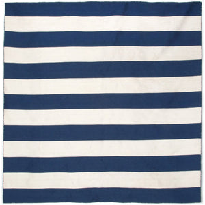 Trans-Ocean Liora Manne Sorrento Rugby Stripe Classic Indoor/Outdoor Hand Woven 100% Polyester Rug Navy 8' Square