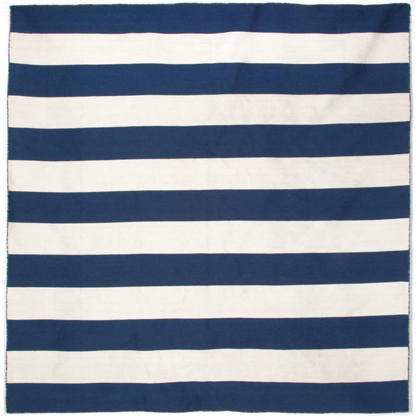 Trans-Ocean Liora Manne Sorrento Rugby Stripe Classic Indoor/Outdoor Hand Woven 100% Polyester Rug Navy 8' Square