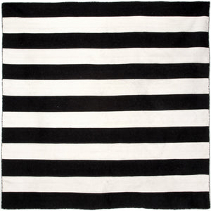 Trans-Ocean Liora Manne Sorrento Rugby Stripe Classic Indoor/Outdoor Hand Woven 100% Polyester Rug Black 8' Square