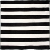 Trans-Ocean Liora Manne Sorrento Rugby Stripe Classic Indoor/Outdoor Hand Woven 100% Polyester Rug Black 8' Square
