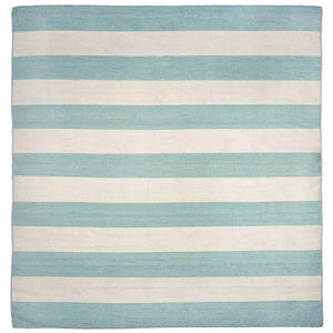 Trans-Ocean Liora Manne Sorrento Rugby Stripe Classic Indoor/Outdoor Hand Woven 100% Polyester Rug Water 8' Square