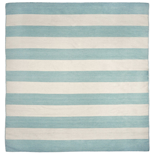Trans-Ocean Liora Manne Sorrento Rugby Stripe Classic Indoor/Outdoor Hand Woven 100% Polyester Rug Water 8' Square