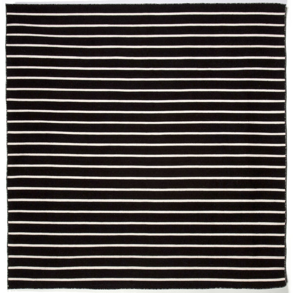 Trans-Ocean Liora Manne Sorrento Pinstripe Classic Indoor/Outdoor Hand Woven 100% Polyester Rug Black 8' Square