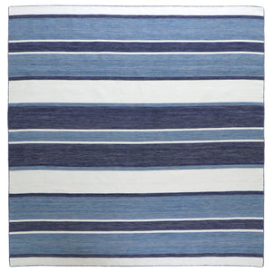 Trans-Ocean Liora Manne Sorrento Boat Stripe Classic Indoor/Outdoor Hand Woven 100% Polyester Rug Navy 8' Square