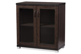 Baxton Studio Zentra Modern and Contemporary Dark Brown Sideboard Storage Cabinet with Glass Doors