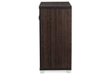 Baxton Studio Zentra Modern and Contemporary Dark Brown Sideboard Storage Cabinet with Glass Doors