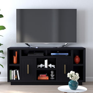 Legends Furniture Eclectic Modern TV Stand for TV's up to 70 Inches, Black, Fully Assembled SS1210.SLS