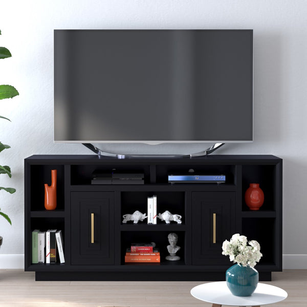 Legends Furniture Eclectic Modern TV Stand for TV's up to 70 Inches, Black, Fully Assembled SS1210.SLS