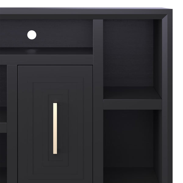 Legends Furniture Eclectic Modern TV Stand for TV's up to 70 Inches, Black, Fully Assembled SS1210.SLS