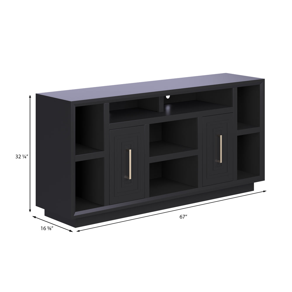 Legends Furniture Eclectic Modern TV Stand for TV's up to 70 Inches, Black, Fully Assembled SS1210.SLS