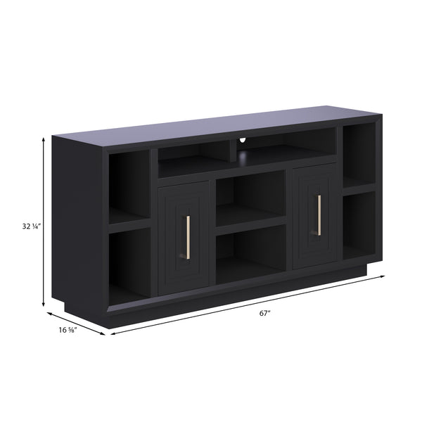 Legends Furniture Eclectic Modern TV Stand for TV's up to 70 Inches, Black, Fully Assembled SS1210.SLS