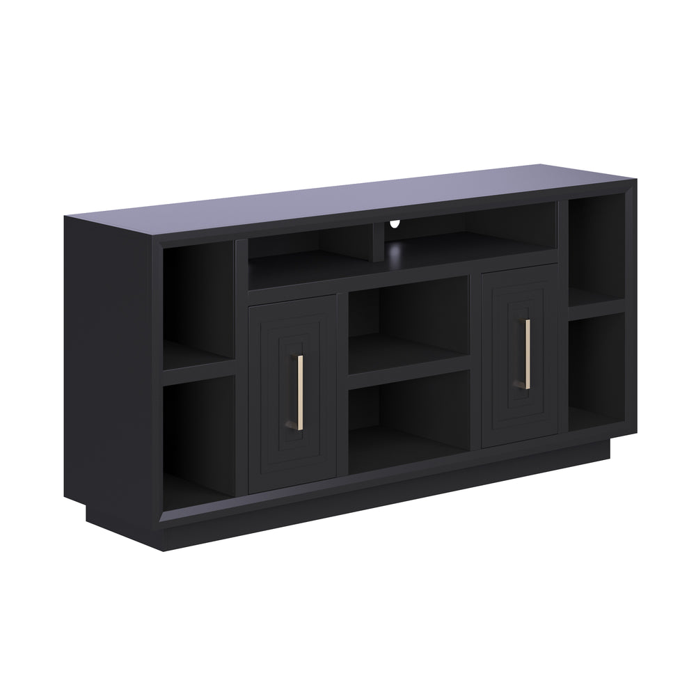 Legends Furniture Eclectic Modern TV Stand for TV's up to 70 Inches, Black, Fully Assembled SS1210.SLS